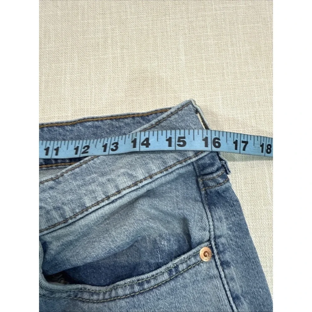 Levis 501‎ Jeans Mens 32x30 Blue Distressed Button Fly Straight Leg Ripped Denim